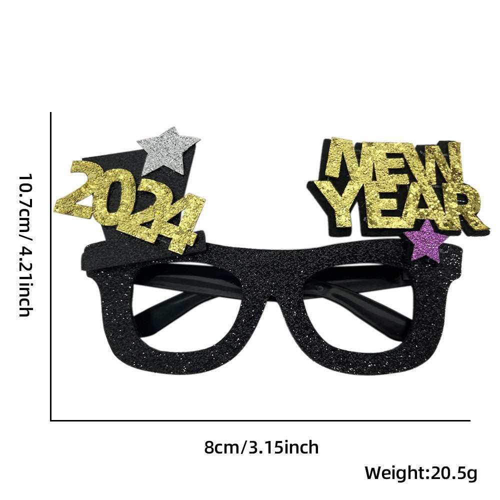 2024 New Year Party Funny Holiday Decorative Glasses Photo Props Glasses Frame